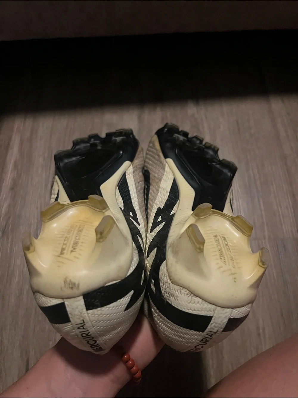 Nike Men’s Soccer Cleats in Beige with Black Swoosh